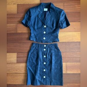 Elegant Navy Blue Skirt Set